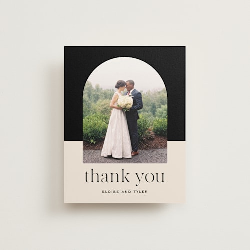 This is a noir thank you postcards with standard by Jessica Corliss called little party big love printing on signature in postcard