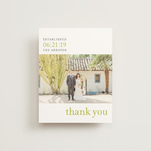 This is a celery thank you postcards by Float Paperie called float + celebrate printing on signature in postcard