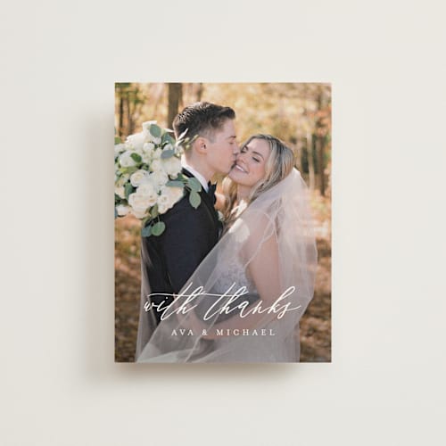 This is a obsidian thank you postcards by Jennifer Postorino called delicate printing on signature in postcard