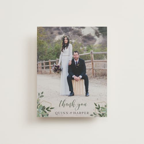 This is a cloud thank you postcards by Susan Moyal called succulent surround printing on signature in postcard