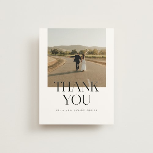 This is a noir thank you postcards by Christie Garcia called photographie printing on signature in postcard