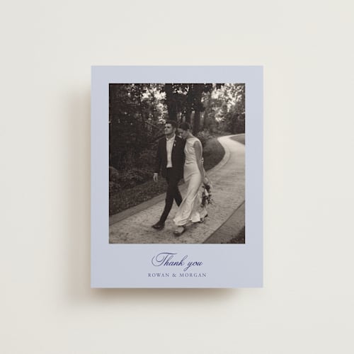 This is a plum thank you postcards with standard by Cass Loh called blooming crest printing on signature in postcard