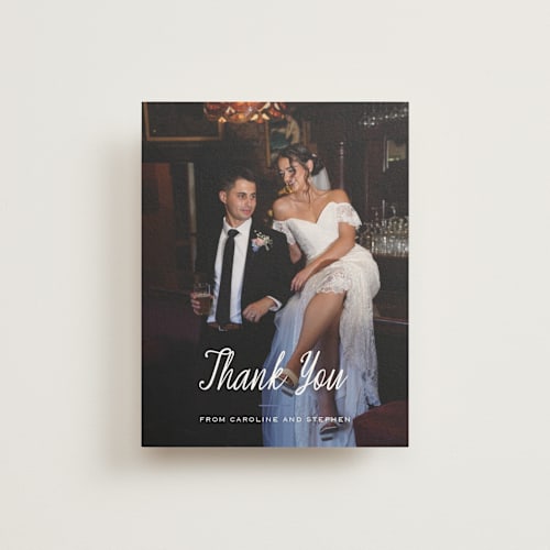 This is a blueberry thank you postcards with standard by Carolyn MacLaren called deluxe printing on signature in postcard