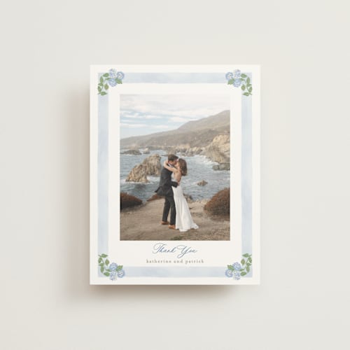 This is a ocean wedding thank you cards with standard by Creo Study called pillowy border printing on strathmore in standard