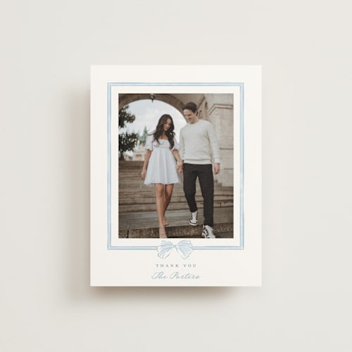 This is a lagoon wedding thank you cards with standard by Leah Bisch called bow frame printing on strathmore in standard