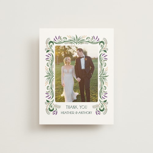 This is a spruce wedding thank you cards with standard by Paper Sun Studio called sierra printing on strathmore in standard