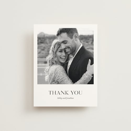 This is a porcelain wedding thank you cards with standard by Eric Clegg called have and hold printing on strathmore in standard