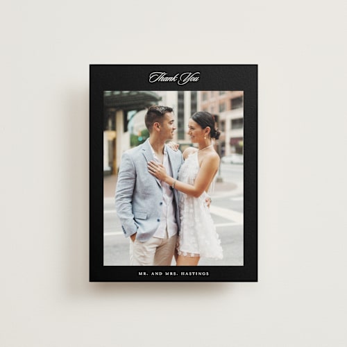 This is a evening wedding thank you cards with standard by Stacey Meacham called classic decorum printing on strathmore in standard