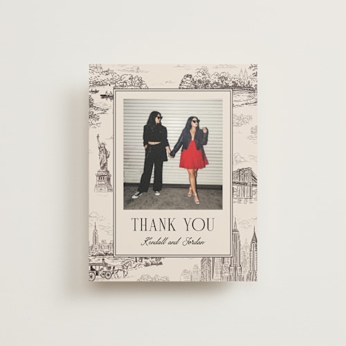This is a antique wedding thank you cards with standard by Jenna Holcomb called new york toile printing on strathmore in standard
