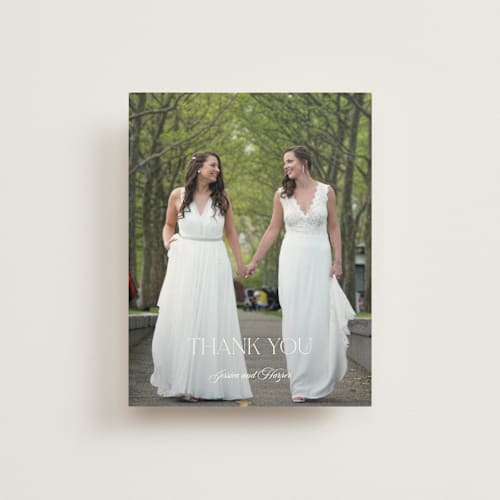 This is a obsidian wedding thank you cards with standard by Jennifer Postorino called modern romance printing on strathmore in standard