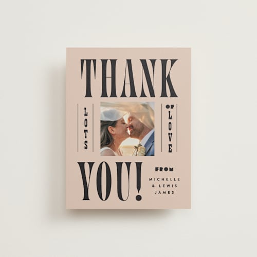 This is a noir wedding thank you cards with standard by Alethea and Ruth called bold stack printing on strathmore in standard