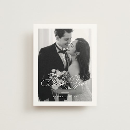 This is a tuxedo wedding thank you cards with standard by Orasie called side by side printing on strathmore in standard