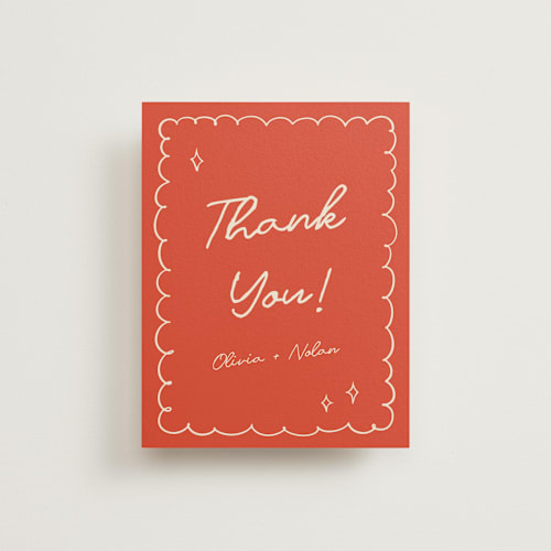 This is a sangria spark wedding thank you cards with standard by Zove Ahhh called party on! printing on strathmore in standard