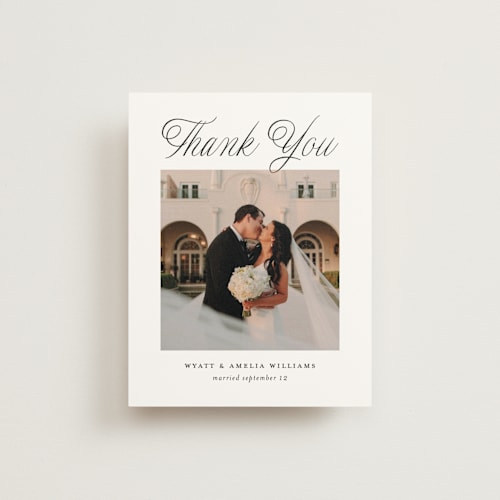 This is a snow wedding thank you cards with standard by Pixel and Hank called terra printing on strathmore in standard