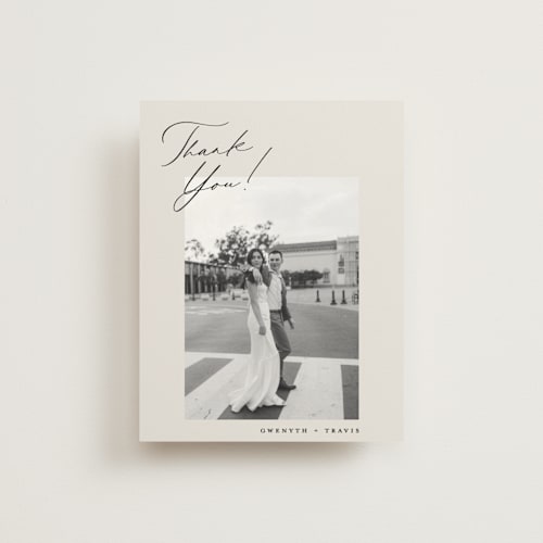 This is a ivory wedding thank you cards with standard by Carolyn Nicks called kinkaid printing on strathmore in standard