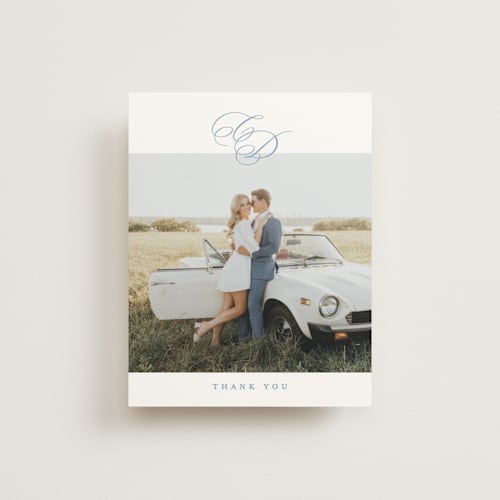 This is a sky wedding thank you cards with standard by Creo Study called aristocratic printing on strathmore in standard