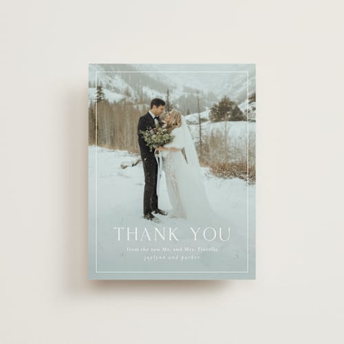 This is a cotton wedding thank you cards with standard by Stacey Meacham called warm affection printing on strathmore in standard