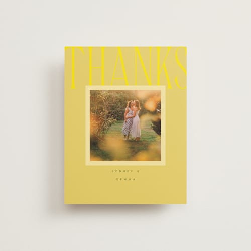 This is a island citrus wedding thank you cards with standard by Morgan Kendall called bloom printing on strathmore in standard