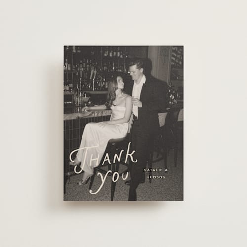 This is a shadow wedding thank you cards with standard by Pixel and Hank called lovers printing on strathmore in standard