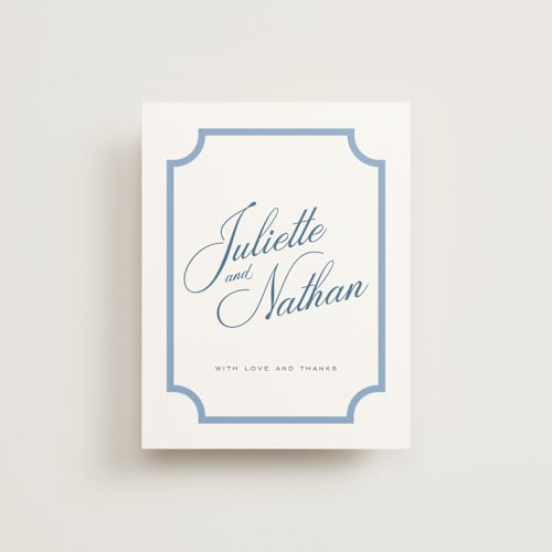 This is a bluebell wedding thank you cards with standard by Jessica Williams called marenza printing on strathmore in standard