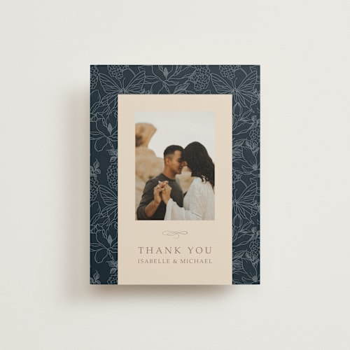 This is a sky wedding thank you cards with standard by Sabrin Deirani called magnolias printing on strathmore in standard