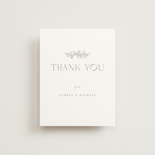 This is a ravello wedding thank you cards with standard by Anne Ciotola called cottonwood printing on strathmore in standard