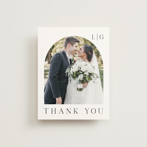 This is a noir wedding thank you cards with standard by Shiny Penny Studio called countryside villa printing on strathmore in standard