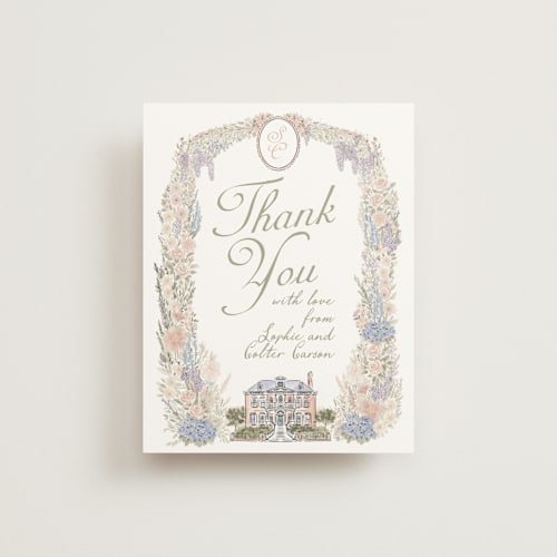 This is a petal wedding thank you cards with standard by Jenna Holcomb called charlotte printing on strathmore in standard