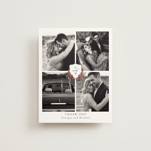 This is a peony wedding thank you cards with standard by Susan Moyal called romantic florals printing on strathmore in standard