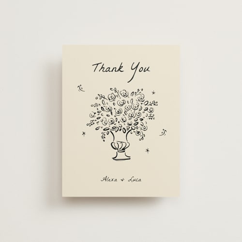 This is a vanilla wedding thank you cards with standard by Ani Somi called roses printing on strathmore in standard