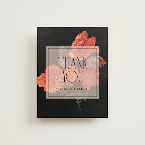 This is a burgundy wedding thank you cards with standard by Nazia Hyder called museum printing on strathmore in standard