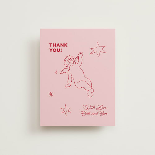 This is a cherry wedding thank you cards with standard by Helena Vitto called crazy little thing called love printing on strathmore in standard