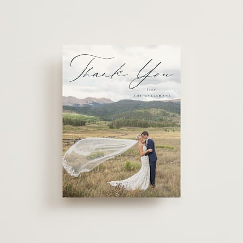 This is a jade wedding thank you cards with standard by Emily Betts called modern vintage printing on strathmore in standard
