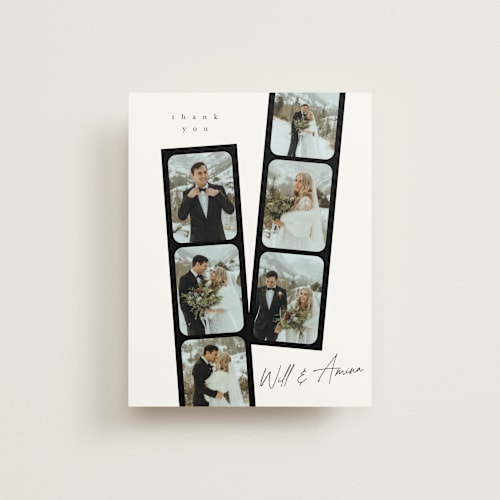 This is a pearl wedding thank you cards with standard by Leah Bisch called snapshots printing on strathmore in standard