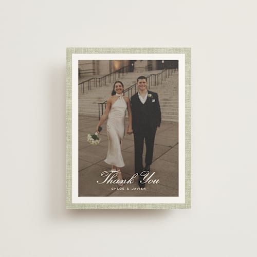 This is a garden wedding thank you cards with standard by Kelly Schmidt called summer linen printing on strathmore in standard