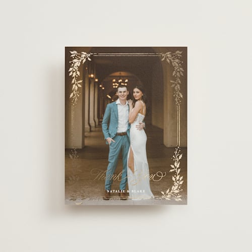 This is a diamond wedding thank you cards with foil pressed by Kate Ahn called lake como printing on strathmore in standard