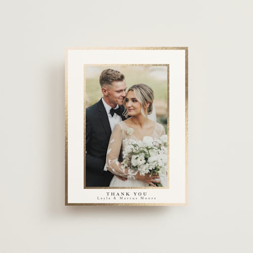 This is a vanilla wedding thank you cards with foil pressed by Susan Moyal called classic love printing on strathmore in standard