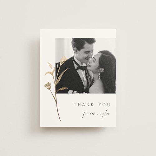 This is a cotton wedding thank you cards with foil pressed by Amy Kross called perennial printing on strathmore in standard