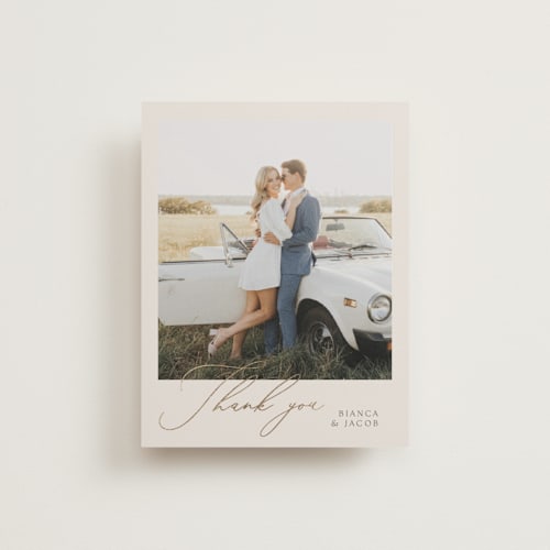 This is a ivory wedding thank you cards with foil pressed by Angela Thompson called eloquent printing on strathmore in standard
