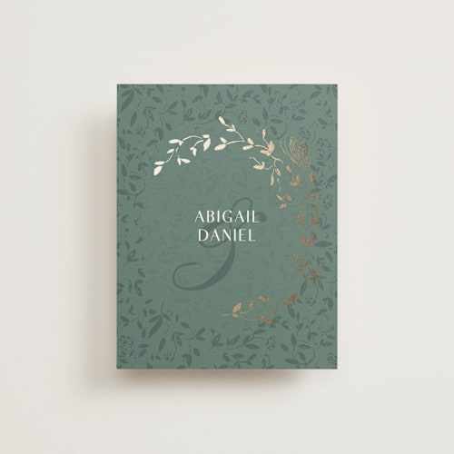 This is a eucalyptus wedding thank you cards with foil pressed by Simona Camp called southern romance printing on strathmore in standard