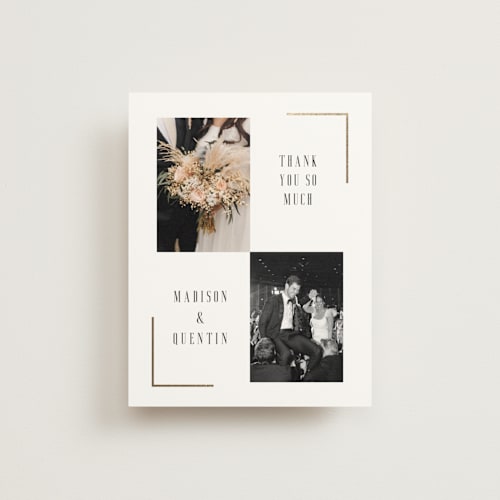 This is a lily wedding thank you cards with foil pressed by Heather Schertzer called documentary printing on strathmore in standard