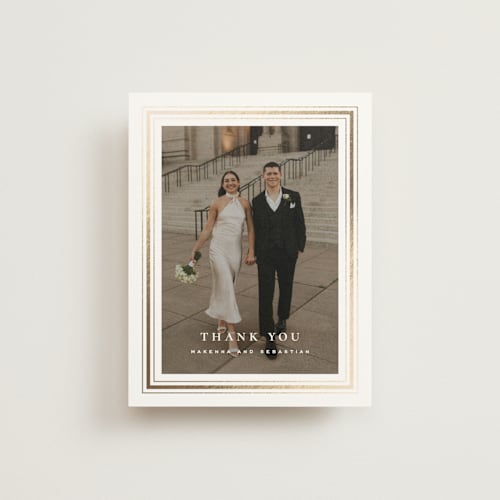 This is a chantilly wedding thank you cards with foil pressed by Wildfield Paper Co called hampton printing on strathmore in standard