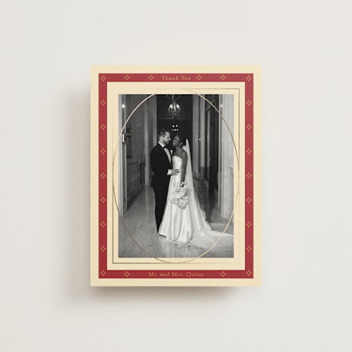 This is a navy wedding thank you cards with foil pressed by Baumbirdy called woven printing on strathmore in standard