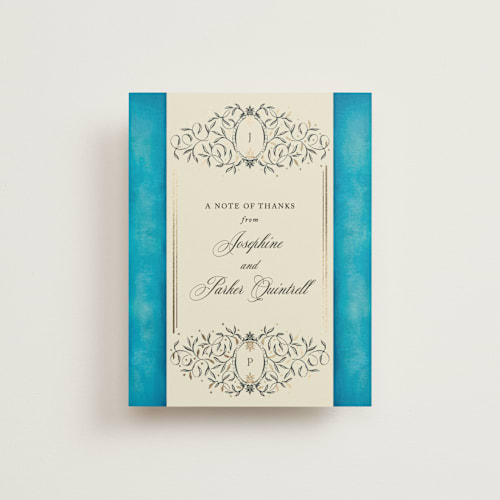 This is a marine wedding thank you cards with foil pressed by Jackie Crawford called josephine printing on strathmore in standard