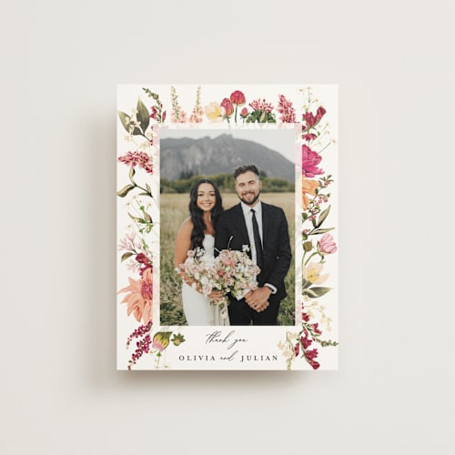 This is a magenta wedding thank you cards with foil pressed by Susan Moyal called lush printing on strathmore in standard
