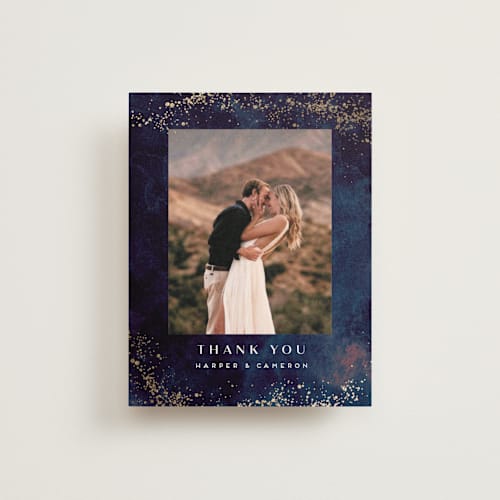 This is a deep sea wedding thank you cards with foil pressed by chocomocacino called oponki printing on strathmore in standard