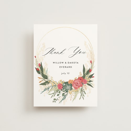 This is a hibiscus wedding thank you cards with foil pressed by Susan Moyal called botanical edge printing on strathmore in standard