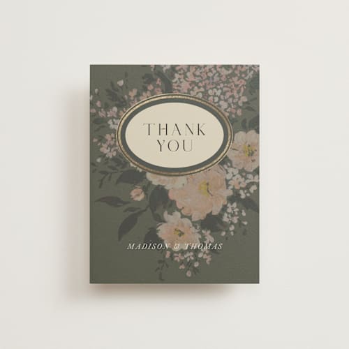 This is a thyme wedding thank you cards with foil pressed by Itsy Belle Studio called madison printing on strathmore in standard