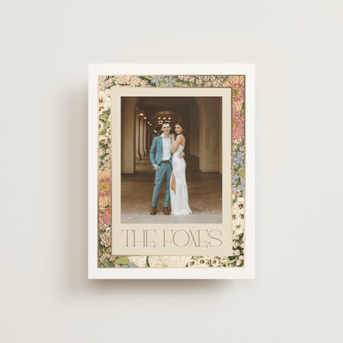 This is a sherbert wedding thank you cards with foil pressed by Leah Bisch called in the garden printing on strathmore in standard