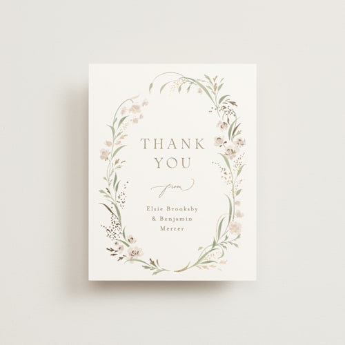 This is a spring mist wedding thank you cards with foil pressed by Erin L. Wilson called meadow printing on strathmore in standard